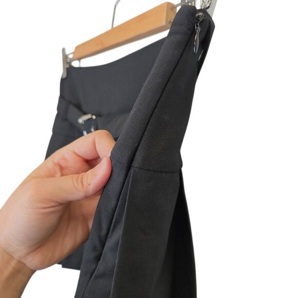 NWT Zara Womens M Box Pleated A-Line Belt Buckled Black Mini Skort 3067/538/800 - Picture 9 of 15